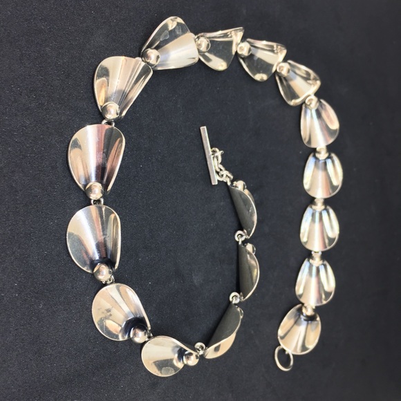 HOST PICK! Vintage Silver Calla Lily Choker Necklace, by N.E. From, MCM, 15-18" - Picture 17 of 17